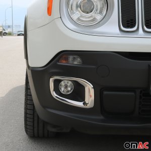 Jeep Renegade Fog Light Frame Cover - Omac - S.Steel - Gloss Silver - '15-'18